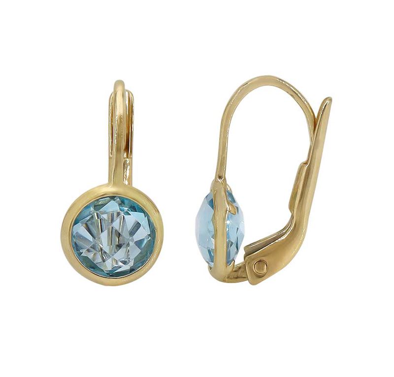 Blue Topaz Leverbacks in 10kt Gold - Click Image to Close